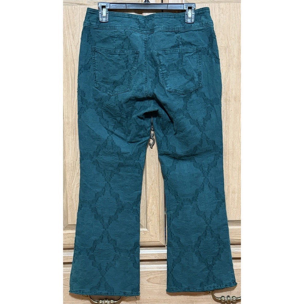 We The Free People Liv Pants Women's 28 Green Flare Leg Stretch Textured Design - Picture 7 of 10